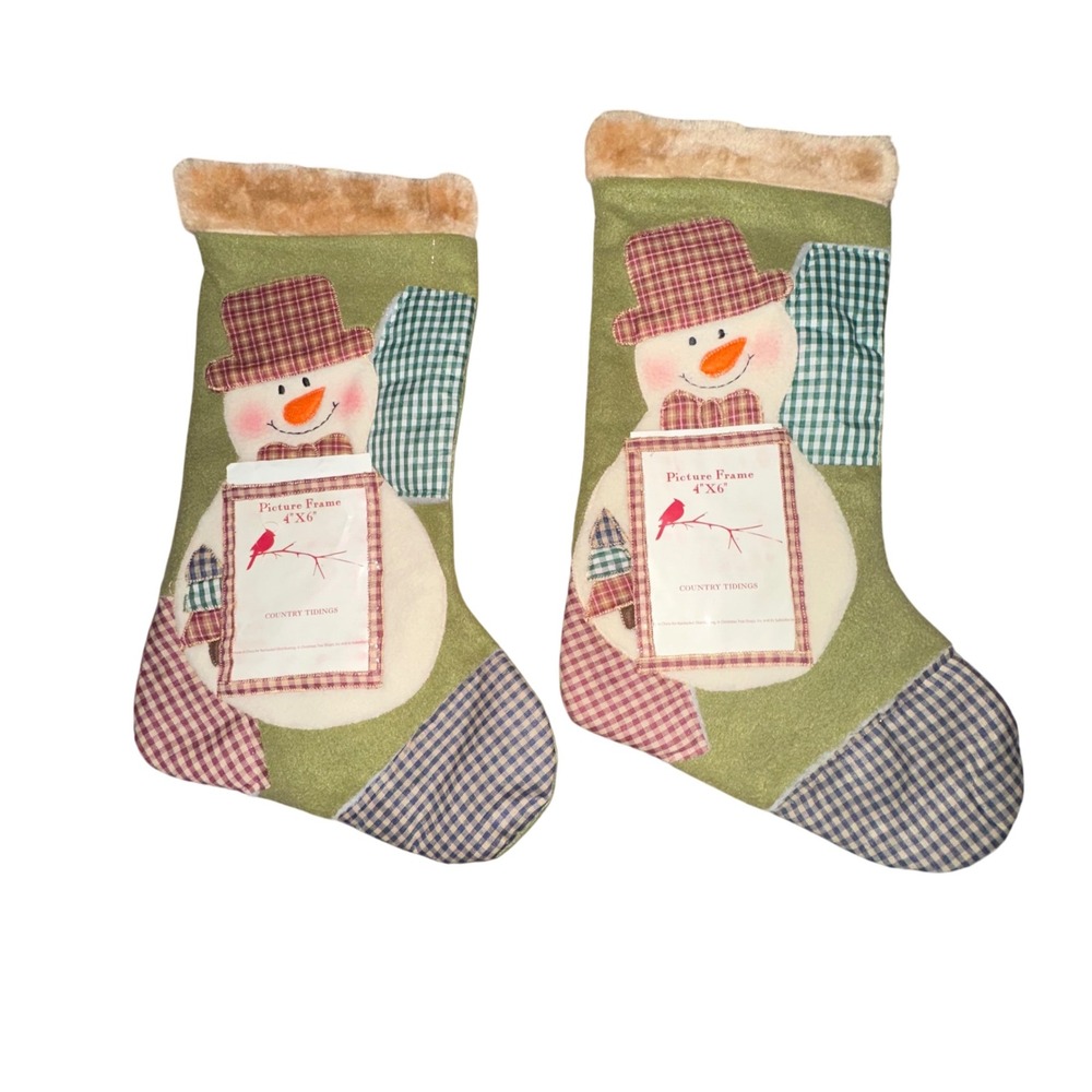Country Tidings Snowman‎ Christmas Stocking With Picture Frame